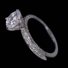 Pearlman's Bridal Platinum three sided diamond pave engagement ring