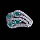Damiani Ring 13F1: Work of art: This gorgeous Damiani 18k white gold ring is set with .70ctw in four marquise-cut emeralds and .70ctw in swirling diamonds. Damiani Ring 13F1 jewelry