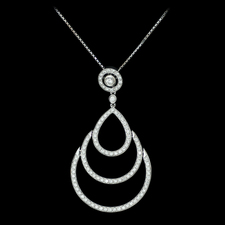 Stunning 18kt white gold diamond necklace designed by Damiani. Suspended on a 19 inch chain that can be shortened. The piece is 2 1/8 inches long and set with .92ct of diamonds.