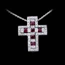 Regal beauty: Damiani white gold diamond and ruby cross pendant.