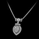A beautiful hand made in America Michael B ''Ballerina'' diamond pendant. The chain measures 16'' and is 1mm. The mounting is set with .61ct of VVS E-F ideal cut diamonds. The pendant measures 25mm x 13mm. 18'' overall length.  Beautiful piece!