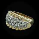 Item 148PO1 - One ladies 14kt yellow gold braided edge tapered ring, set with approximately 1.25cts of round brilliant diamond. The piece is a finger size 6.75.