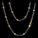 Gurhan Necklace 149GG3: Gold and silver Gurhan necklace with 3.5mm 24kt gold balls. This 18" chain features blackened silver tubes and a pelican clasp. Gurhan Necklace 149GG3 jewelry