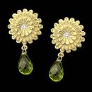 SeidenGang 18kt. green gold classic collection earrings with peridot briolette drop and a .06ctw in accent diamonds.