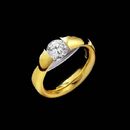 Ladies 18kt yellow gold engagement ring from Eddie Sakamoto, with platinum ''under the bridge''.