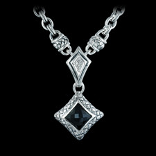 Ladies sterling silver diamond/onyx necklace with 25 signature chain and toggle, from Scott Kay Sterling.