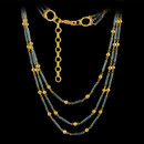 Gurhan Necklace 155GG3: Gurhan 24kt gold and silver three strand extendable chain. Features 3.5mm gold balls with blackened silver tubes and lobster clasp. Gurhan Necklace 155GG3 jewelry