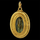 Gurhan Necklace 157GG3: Gurhan's 24kt gold and labradorite oval pendant. 25x20 mm double wide frame with detachable bale. Gurhan Necklace 157GG3 jewelry