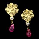 SeidenGang 18kt. green gold Classic Collection earrings set with .10ctw in diamonds and a briolette pink tourmaline.