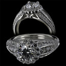 Beautiful 18 karat white gold halo style engagement ring by Harout R. The ring as shown features a 1.00 carat center diamond, but is available in center diamonds from 0.75 carats and up. The additional diamonds weigh 0.79 carats in total. The ring measures 6.6mm at the shoulders. This ring is also available in platinum. The ring does not include the center diamond in the pricing.