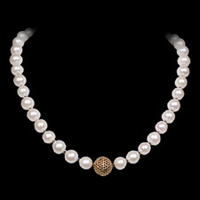 Robert Golden 22k gold pearl and black diamond necklace