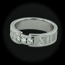Item 163PO1 - This is a Tiffany Atlas design in 18kt white gold, with finger 5. The piece features 3 round brilliant diamonds for a total weight of .18cts with F-G color and VVS-VS clarity.