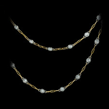 Durnell DECO Link, Milgrained bezel diamond chain, 18ky & plat