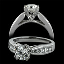 Platinum Scott Kay engagement ring with 0.64 ctw. of channel set princess diamonds and 2 small surprise diamonds. The double prongs accommodate a 1.0ct. center stone, not included. Ask about other center diamond sizes available.

