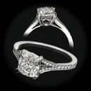 Item 176PO1 - Brand new never worn hand made platinum engagement ring by Daniel K. New York. The ring is set with one GIA certified VS1 D (no flo)triple ex cut cushion shaped diamond weighing 1.18ct.  The mounting is a split shank design set with.36ct of micro pave diamonds. Size 4 1/8. Very pretty piece.