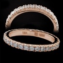 Pearlman's Bridal Collection Stepdown Pave diamond eternity band in 18kt rose gold. Features .70ct in F-G color, VS+, Ideal cut diamond melee, beautifully pave set all the way around. Measures 2.1mm in width and 2.2mm in height. You will not find a more finely crafted eternity band.