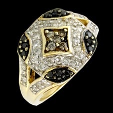 Estate Jewelry 1990 14k gold cognac diamond ring