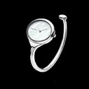 Georg Jensen Watches 18G7: One of the most iconic watch design classics in the Georg Jensen watch collection is the VIVIANNA Open Bangle Watch by legendary Swedish designer Vivianna Torun Bulow-Hube. In 1967 Vivianna began collaborating with Georg Jensen and her original idea for the open bangle watch was adapted into the version that has been the most successful watch from the Georg Jensen collection. Over the years several more versions of this design icon have been developed - among these a fashionable black version with gold coated hands, which ads warmth to the watch and fits very well with gold jewelry. The Georg Jensen VIVIANNA Stainless Steel Open Bangle Watch is Swiss made stainless steel with stainless steel bangles, sapphire crystal and mirror dials. The Georg Jensen VIVIANNA Bangle Watch has two watch cases in 34 mm and 27 mm and the stainless steel bangle watches come with open bangle in 4 different wrist sizes. Georg Jensen Watches 18G7 jewelry