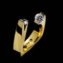 Eddie Sakamoto's ladies 18kt yellow gold ring with positions to accept two diamonds of .50ct each. Diamonds are priced separately.
