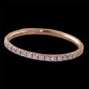 Our classic 18kt pink gold "mini prong" eternity ring. This is the full eternity 1.4mm ring set with .35ct of VS F-G ideal cut diamonds. Wear everyday for it is a tough little ring. Stack with other mini's or with larger rings. Great look and the best one made! Handmade in the USA!