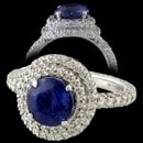 A spectacular 90% platinum Michael B sapphire and diamond ring.  The ring is set with a total of 1.0ct of micro pave set diamonds of E color and VVS clarity.  All diamonds are ideal cuts.  The diamonds on the shank go all of the way around the ring.  Set in the center is a GIA certified unheated 2.79ct round sapphire of a beautiful rich blue color (see report). Sapphires such as this one are rare and highly sought after. The ring is a size 5 3/4 and measures 13.5mm at the rings top. Shank measures 2.5mm in width.  The shank has pave diamonds on all three sides. This is a really wonderful ring.  