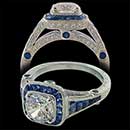 A all time classic of the 1920's Art Deco era. This 18 karat white gold ring is set with 1.94ct of Gem French cut sapphire and .32ct of VS F-G ideal cut diamonds. The center diamond ( not included) ) needs to be from a 3/4ct and larger  Available in platinum for $5,710.00.  Breath taking ring!!