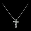 Damiani Necklace 19F3: 18kt white gold, Damiani's San Lorenzo petite cross with 18" wheat chain. The cross is set with .49ct of diamonds. The piece measures 24 x 17mm. Damiani Necklace 19F3 jewelry