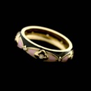 18kt yellow gold black and pink enamel band with bezel set diamonds