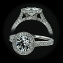Item 201CO1 - This Daniel K Empress engagement ring has a 1.09ct Round Brilliant Cut Diamond FVS2, certified by GIA, set in handmade Platinum and Diamond Pave decorated mounting and band. The side stones weight 1.33ct total weight. Size 6. 
