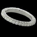 One ladies 90% platinum diamond 3 sided wedding band,  The ring is set with 107 round brilliant diamonds.  The diamonds are VS clarity and F-G color.  The cut grades are very good.  The total diamond weight is 1.46ct.  The ring is 2.55mm in width, a size 5 1/2, and weighs 3.2 grams.