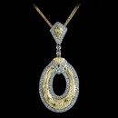 From Spark Creations Casablanca collection this pendant is created in two tone 18k gold and has 0.89 carats (VS F-G Ideal cut) total weight in round diamonds. The pendant measures 23mm in width and 51mm in length. The chain is 16.6 inches in length. This pendant is available by special order only. 