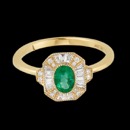 A elegant 14k yellow gold diamond emerald. Diamonds are a mix of baguettes and rounds totaling .22ct. The center attraction is the .51ct natural emerald. Perfect for any occasion. We also have matching earrings and necklace.  
Earrings: 59EE2