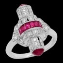 A unique Art Deco inspired red ruby and diamond ring from Beverley K. The ring is made in 18k gold, but can be made in platinum. The total diamond weight is 0.43 tcw. The total carat weight of the rubies are 1.84cw. You will not see any other kind of ring similar to this. This ring was a finalist for Best Colored Stone Ring by the JCK Jewelers Choice Awards 2017.