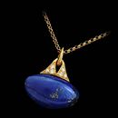 Stunning yellowgold pave drop necklace from Michael Bondanza set with a gorgeous lapis.  