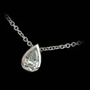 Handmade platinum bezel set pear shaped diamond on platinum 16 inch chain. We start these at $3,500.00 for 1/2ct.  This is a .64ct. Available in most sizes.
