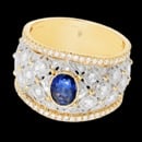 A beautiful and unique 18k gold Beverley K blue sapphire and diamond band. This wide band features a center blue sapphire that has a total carat weight of 1.01tcw. There are diamonds surrounding the ring with a total carat weight being 0.68tcw. This ring can be made in platinum, white gold, and rose gold. Just imaged those options.