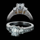 This gorgeous and classic Michael Beaudry platinum diamond semi-mount engagement ring shines with high-quality, channel-set, princess cut diamonds and two emerald-cut diamonds..75ct total weight. shank width is 3.90mm  Center stone not included.