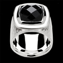 A bold look in sterling silver by Bastian Inverun. The ring is bezel set with a cushion shape faceted black onyx. The onyx weighs 3.90ct.  