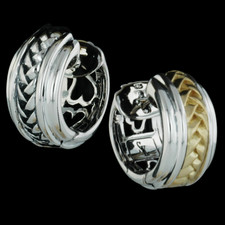 Ladies sterling silver and 18k yellow gold reversible small hoop basket weave earrings from Scott Kay Sterling. Beautiful and very versatile.
