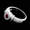 Chris Correia platinum, ruby and diamond engagement ring.