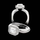 Elegant high-polish platinum engagement ring shining with 90 diamonds. Designed by Alex Soldier for a rectangular center diamond. Center stone not included. Also available in 18k white gold.