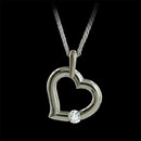 This beautiful 18kt white gold heart shaped tension setting contains one .20ct. round brilliant diamond.  This pendant can also be done with a pink or blue sapphire or ruby.  Price does not include chain.