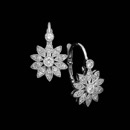Designer Beverley K; Custom Diamond floral lever back earrings in 18kt white gold with .29ctw diamonds. 
