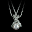 Damiani Necklace 24F3: This is a gorgeous 18k white gold necklace with “X” pendant that has .18.ctw of diamonds. The pendant also holds a beautiful 8.5mm pearl. The overall length of this Damiani necklace is 18 inches. Damiani Necklace 24F3 jewelry