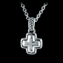 Scott Kay Sterling Necklace 24U3: Ladies sterling silver diamond basketweave cross pendant from Scott Kay Sterling, .11ctw. Cross measures 17mm wide. Chain sold seperatly for $175. Scott Kay Sterling Necklace 24U3 jewelry