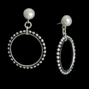 A pretty pair of sterling silver hoop earrings with white pearls, designed by Honora.
