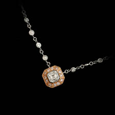 A classic handmade platinum and rose gold diamond necklace by Beaudry.  The necklace is set with .87ctw of white diamonds and .19ctw of fancy pink diamonds.  The necklace is 16 inches in length. Call for price and availability.