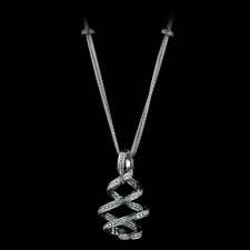 Damiani's magnificent 18k white gold spiral pendant necklace with .80ctw of diamonds. The overall length of the necklace is 21 inches.