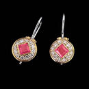 Jane Taylor Earring 25L2: Jane Taylor 18kt yellow gold hinge klick earrings set with pink tourmaline and pave diamonds around the bezel. Jane Taylor Earring 25L2 jewelry