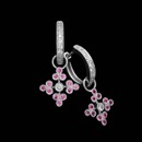 18kt white gold diamond and pink sapphire charm earrings by Beverley K. These earrings contain .14ct. total weight in diamonds and .36ct. total weight in pink sapphires.